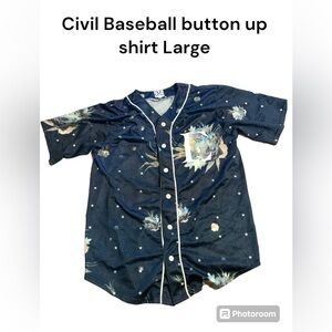 Civil netted baseball button down jersey size Large, unisex 08 stars
